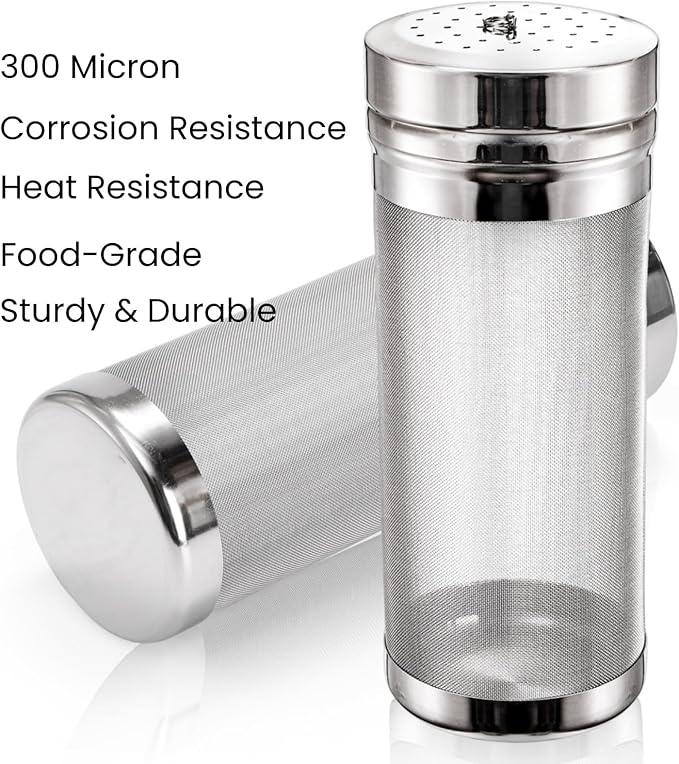 Tlence 2 Pack Beer Dry Hopper Filters, 2.8 x 7 inch 300 Micron Mesh Hop Strainer with Lid, Stainless Steel Beer Hop Spider with Nylon Bristles, Brewing Filters Straining Keg for Home Coffee Wine Juice
