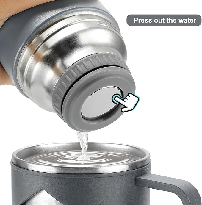Stainless Steel Thermo 700ml/23.7oz Vacuum Insulated Bottle with Cup for Coffee Hot drink and Cold drink water flask.(Gray,Set)