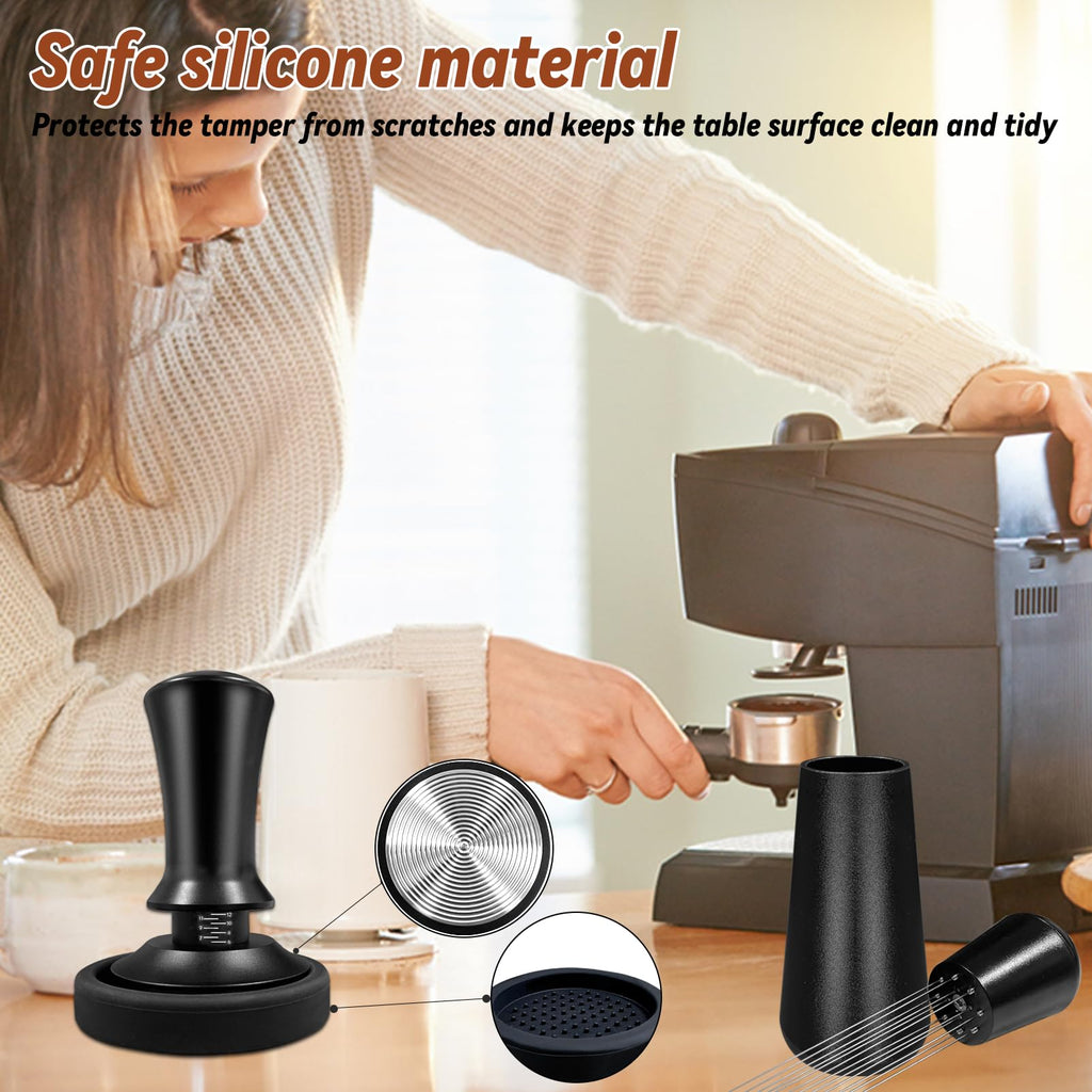 51mm Espresso Accessories Kit, Coffee Tamper Set, Spring Loaded Calibrated Tamper, WDT Tool Espresso and Tamper Mat, 51mm Espresso Tamper Kit for Espresso Coffee Machines, Barista Kit