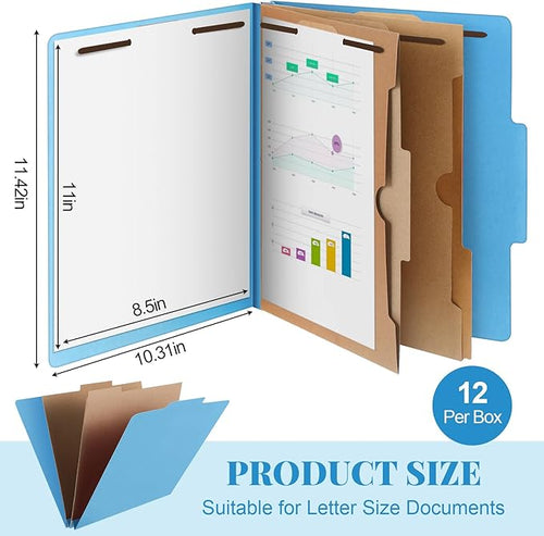 12 Pcs Skyygemm Classification Folder Letter Size, 2 Pocket File,Blue
