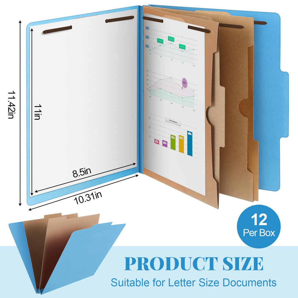 12 Pcs Skyygemm Classification Folder Letter Size, 2 Pocket File,Blue