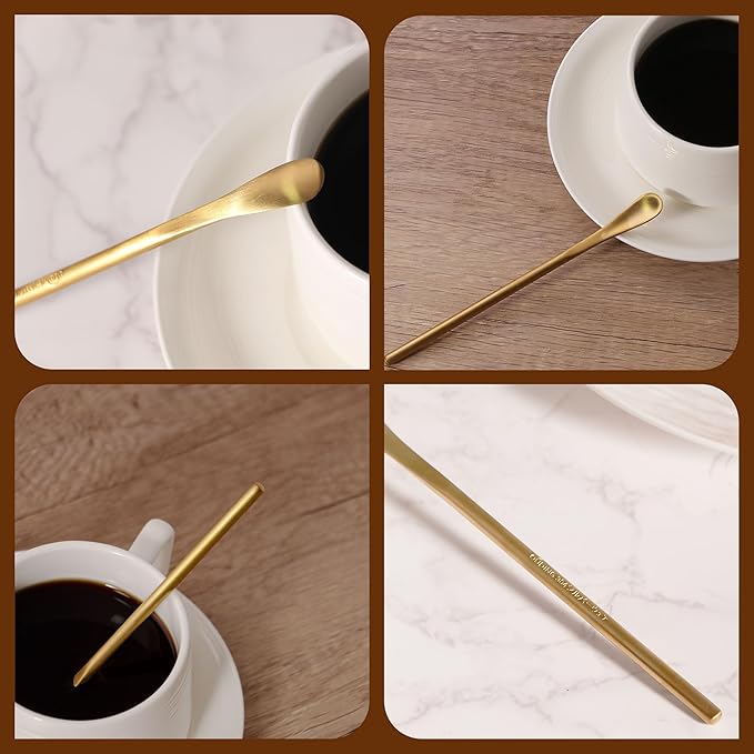 IMEEA Coffee Stirrers Demitasse Espresso Spoons SUS304 Stainless Steel Coffee Stir Sticks 5.9-Inch Tea Spoon, Set of 4 (Gold)