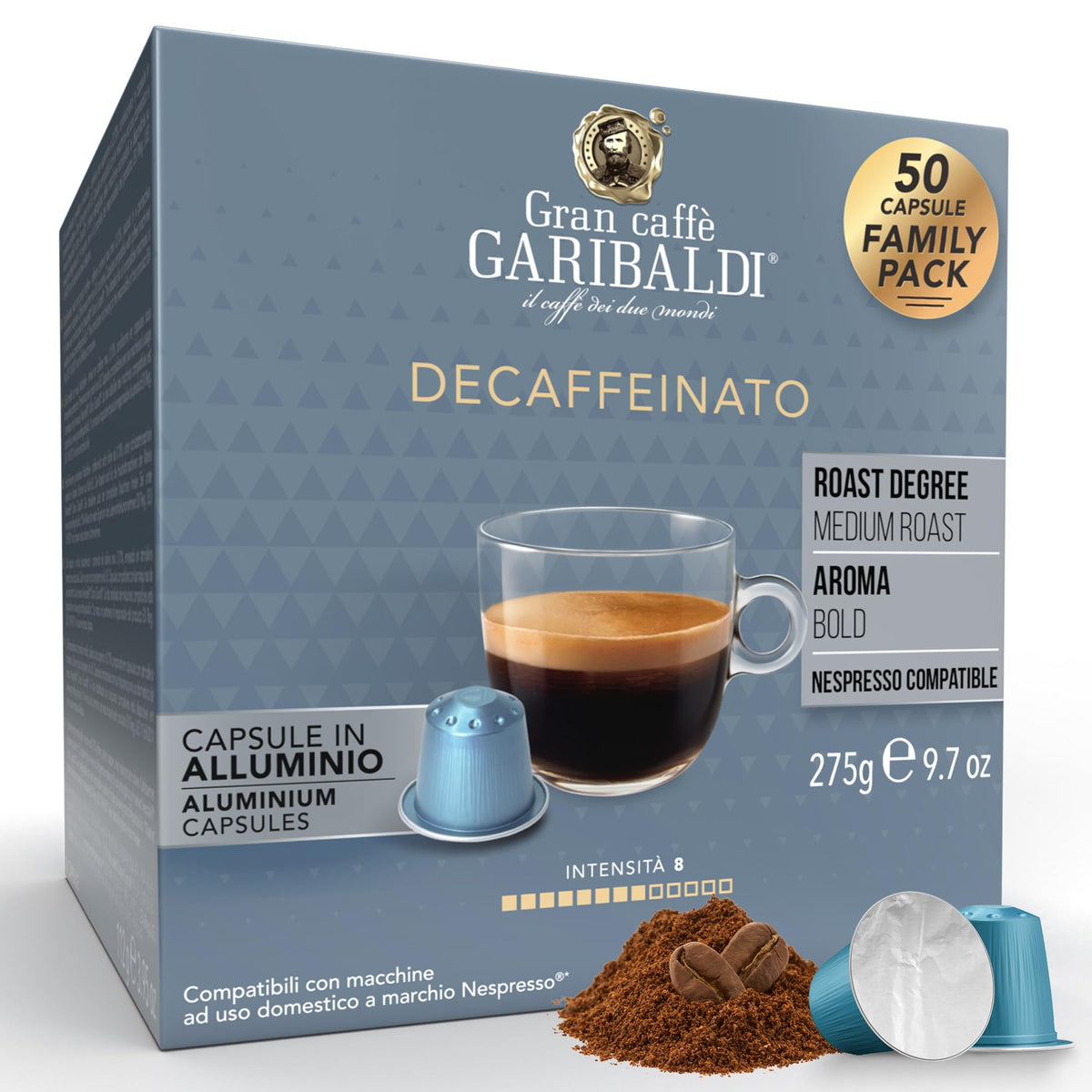 Gran Caffè Garibaldi Espresso Pods, Decaffeinato, 200 Count