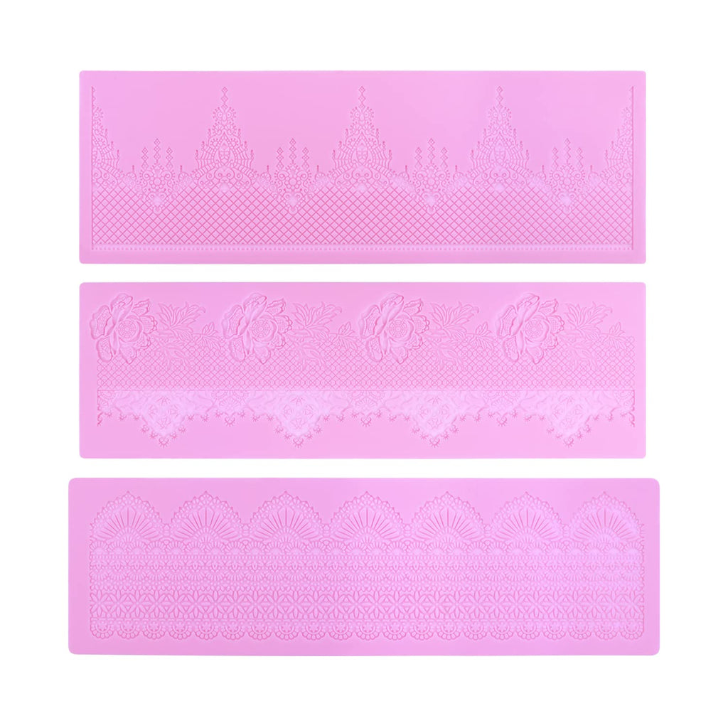 Embossing Lace Fondant Molds - Rose Flower Cake Lace Molds Set of 3