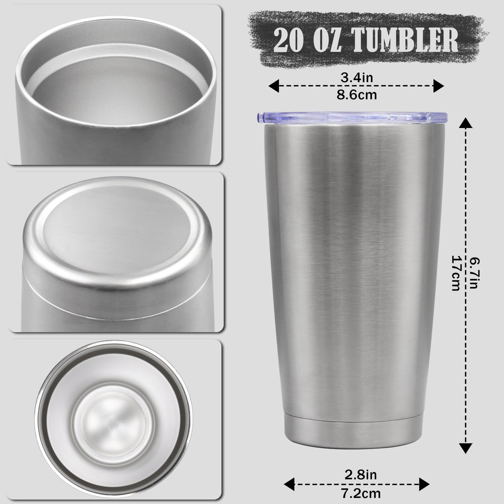 20oz Tumbler Insulated Coffee Tumblers with Lid Stainless Steel SS 4P