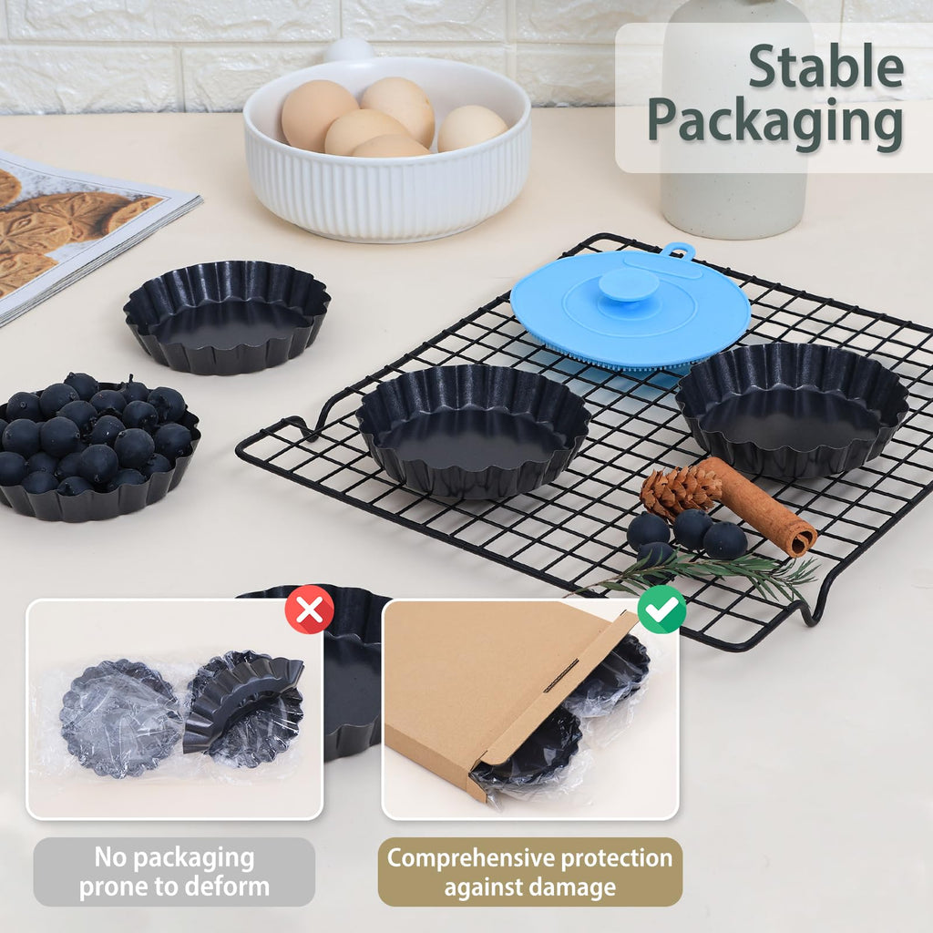 Mini Tart Pans Removable Bottom: Nonstick 4 Inch Quiche Pan Fluted Edge