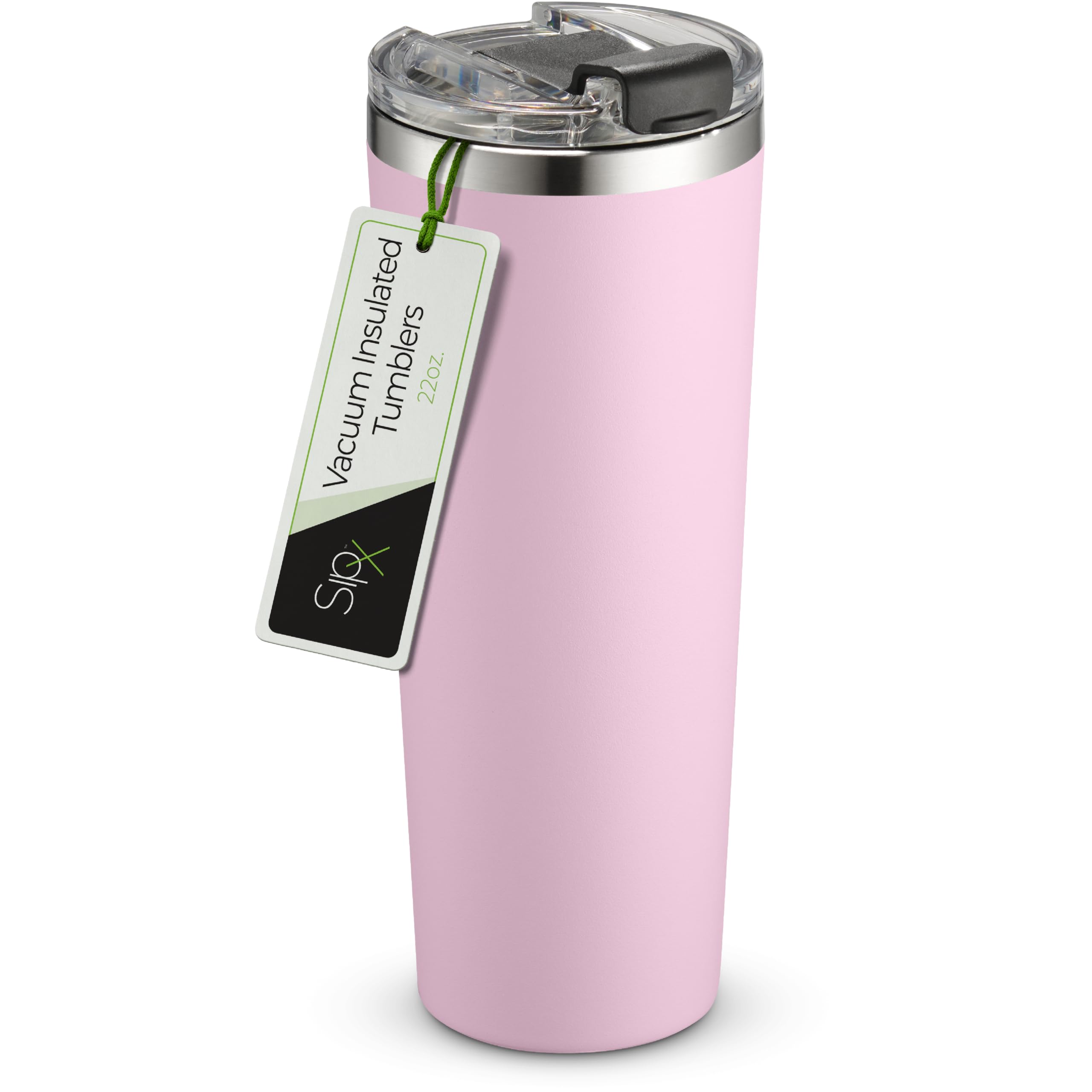 SipX™ 22 oz Insulated Coffee Tumbler with Leakproof Lid – Stainless Steel, Vacuum Insulated – Keeps Drinks Hot or Cold for Hours – Cupholder Friendly Travel Mug – Pink