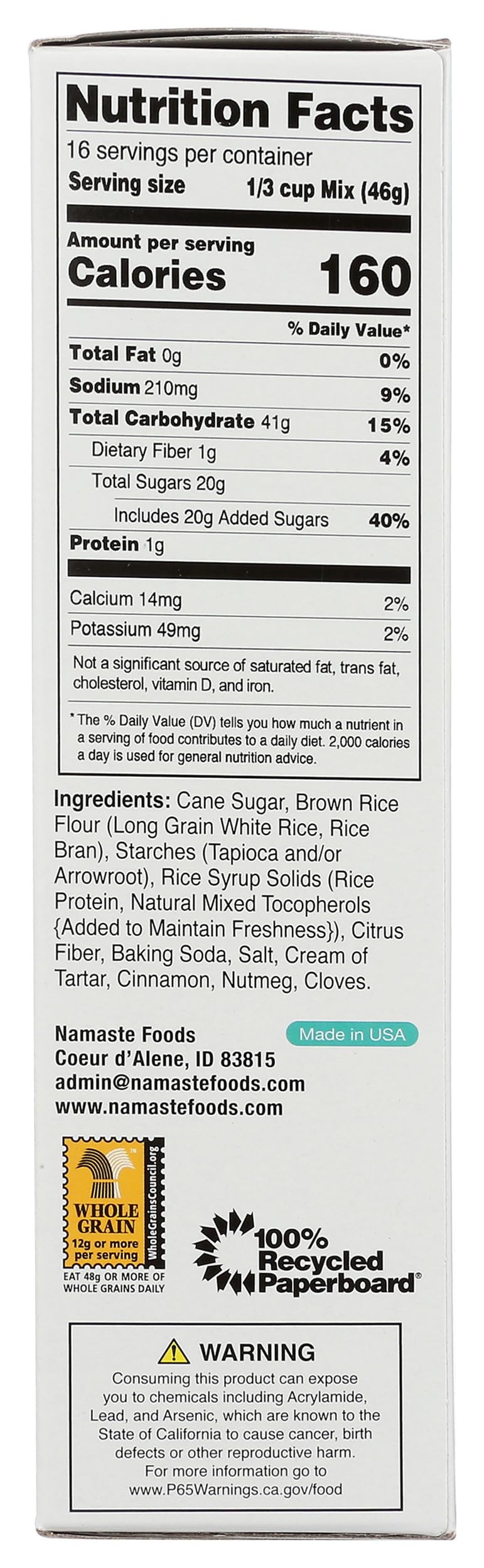 Namaste Foods, Gluten Free Spice Cake Mix, Allergen-Free,26 Oz (Pack of 6)
