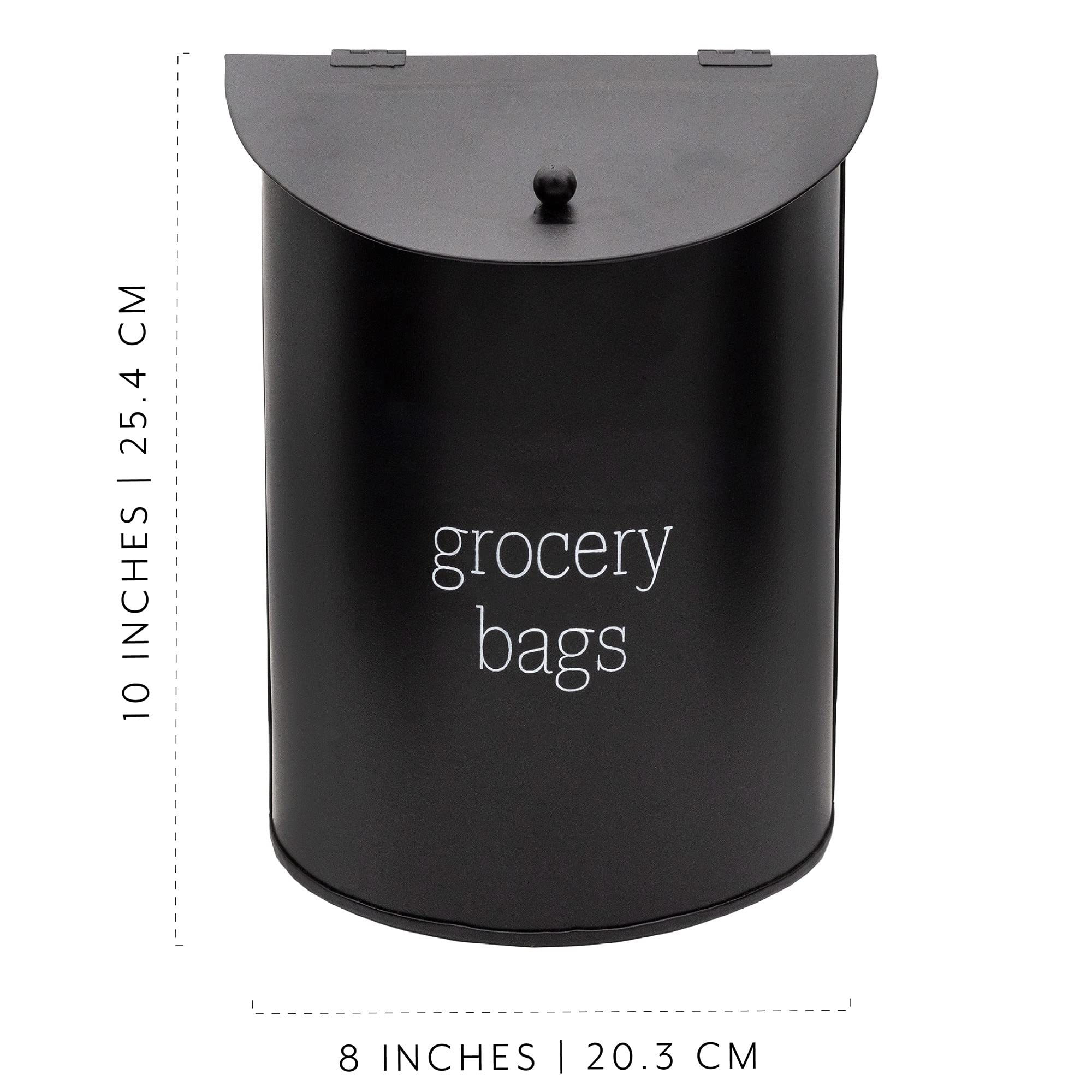 AuldHome Design Enamelware Grocery Bag Holder (Black); Wall-Mounted Modern Farmhouse Style Plastic Bag Dispenser for Kitchen or Laundry Room