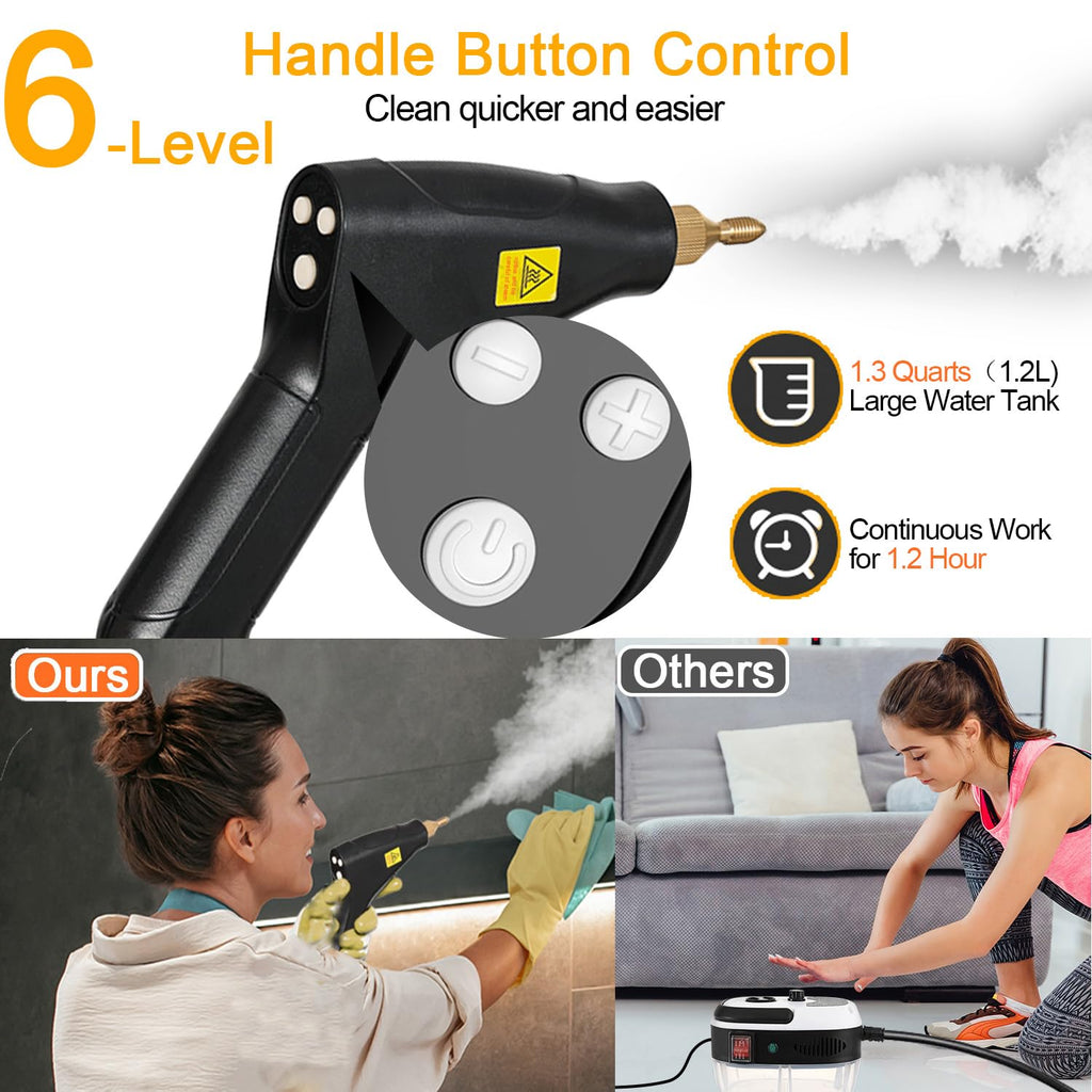 Foandbevi Handheld Steam Cleaner, 2500W High Pressure Multi-Surface Steam Cleaner for Home Use, Car Steamer For Cleaning Auto Detailing Kitchen Floors Tools