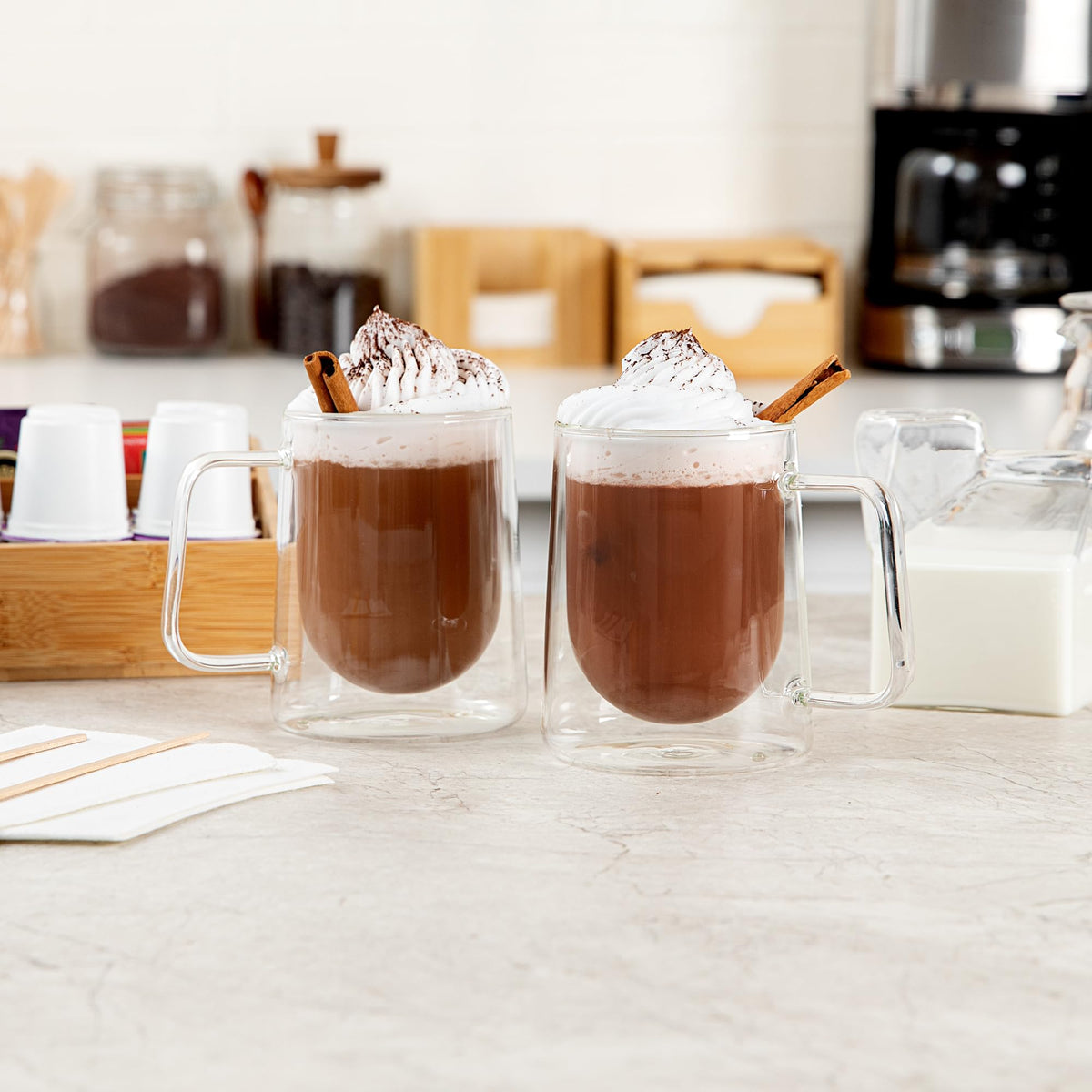 Restaurantware 10 oz Professional Glass Coffee Mug, 2 Pack