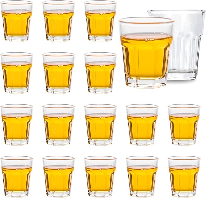 16 Piece Shot Glasses Set 50ML/1.5oz.Small Espresso and LiquorGlasses for Whiskey TequilaVodka, Thick Glass Cups forPotter Style Cocktails Bar Party