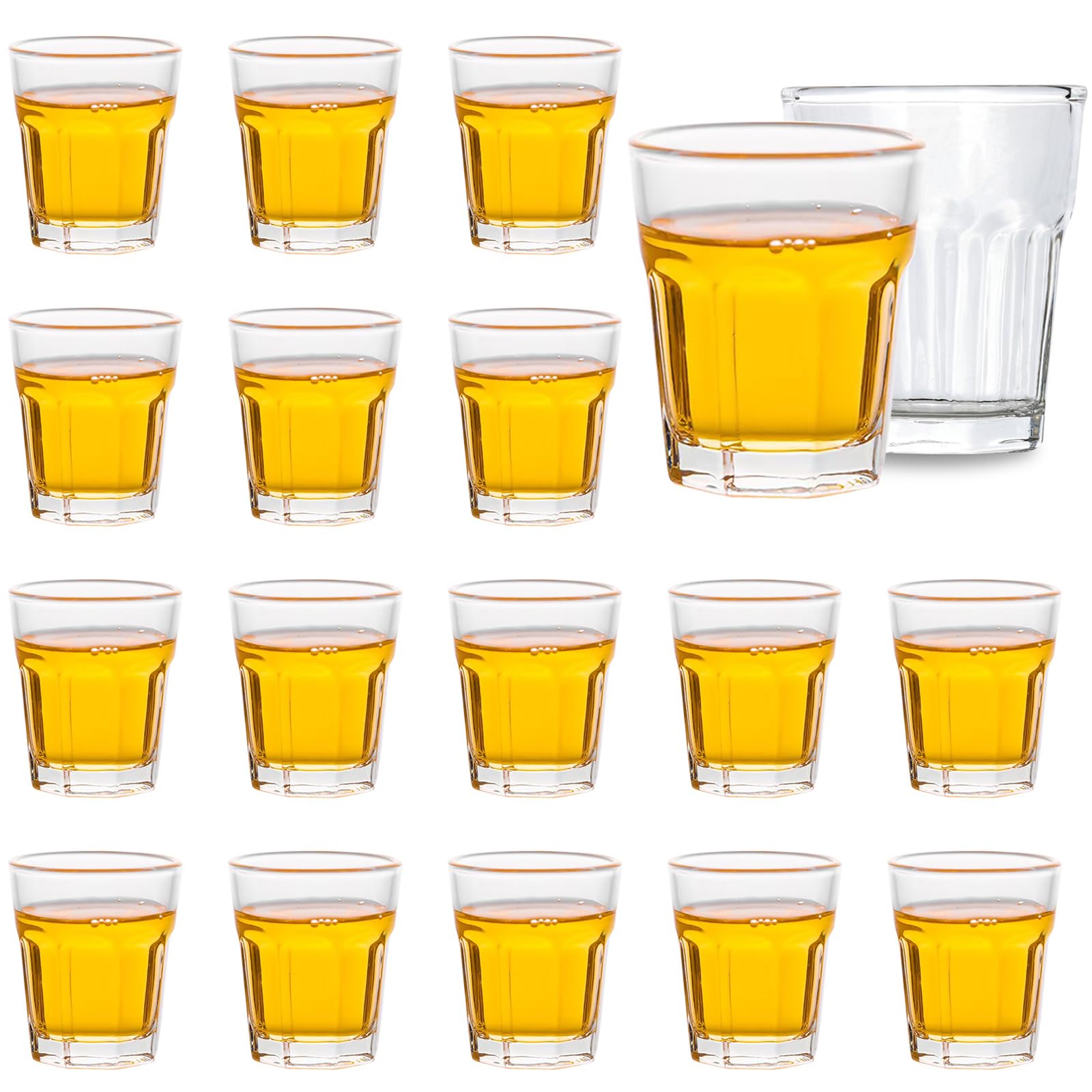 Soopiiso 16 Piece Shot Glasses Set 50ML/1.5oz.Small Espresso and LiquorGlasses for Whiskey TequilaVodka, Thick Glass Cups forPotter Style Cocktails Bar Party