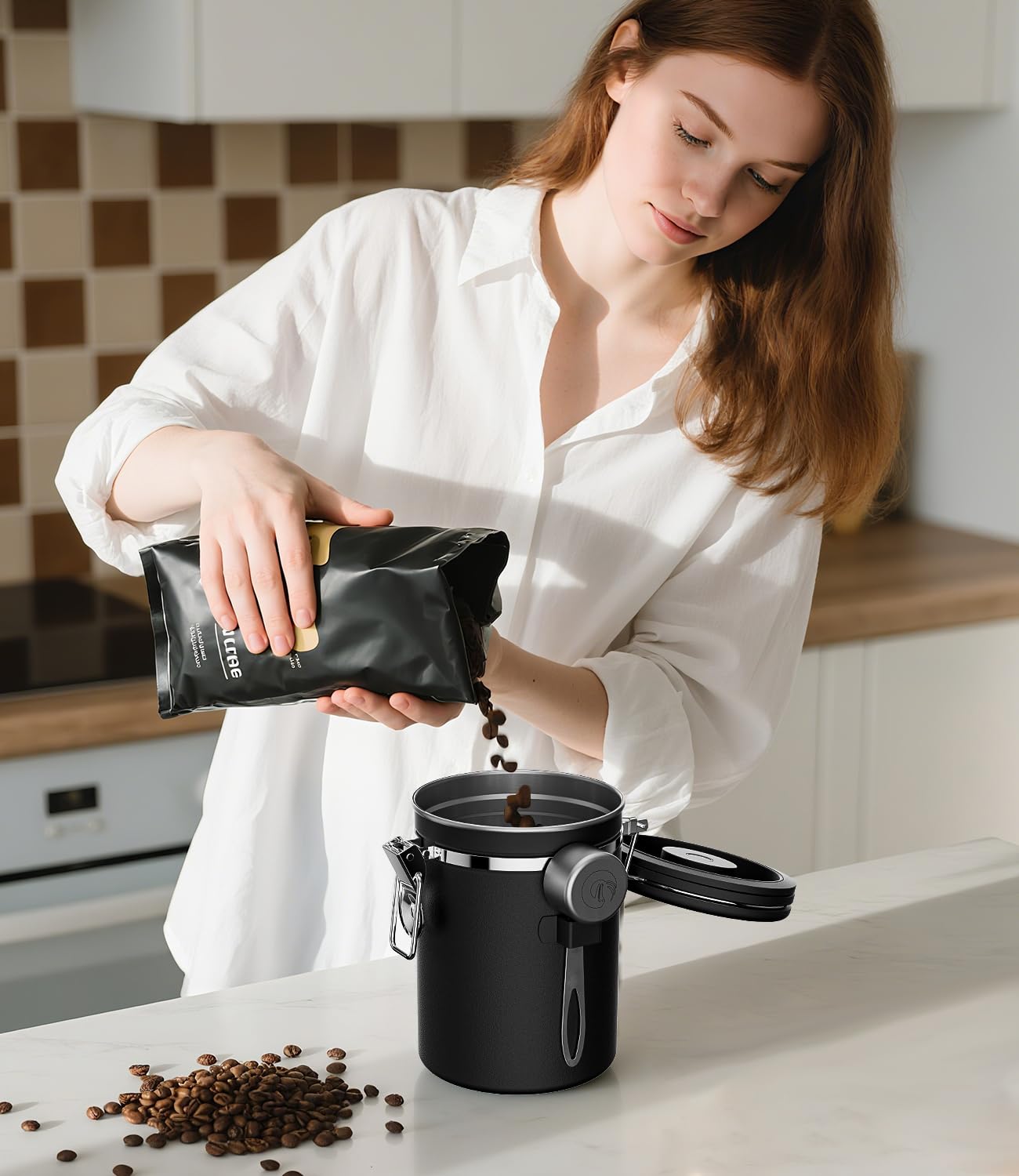 Coffee Gator Coffee Canister, 22oz Airtight Stainless Steel Container