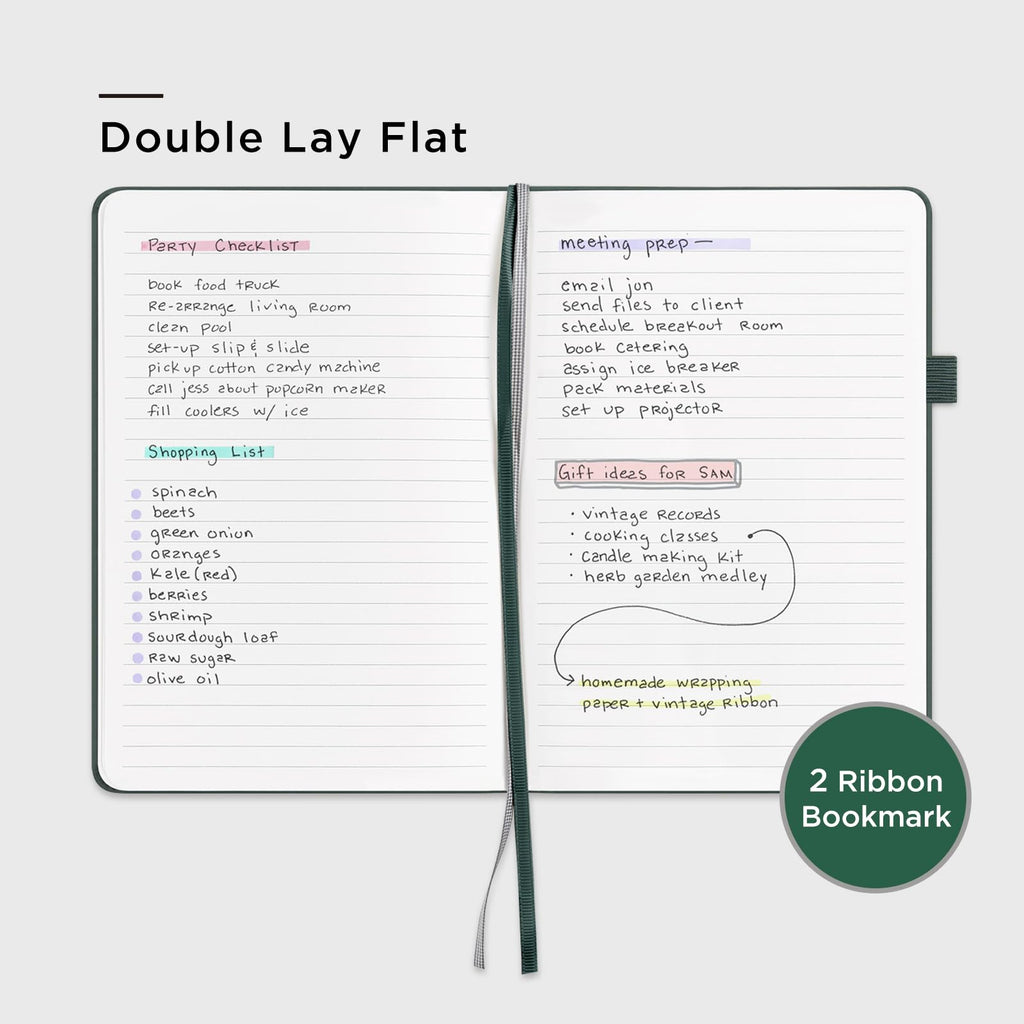 &And Per Se 10-Pack Lined Notebooks, A5 Hardcover, 160 Pages 100gsm Thick Paper, Office Supply Bulk Order, Corporate New Hire Kits, Breakroom Essentials – College Ruled, 10 Units (Green)