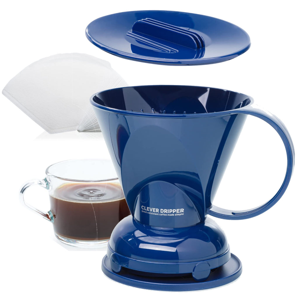 Clever Coffee Dripper and Filters, Large 18 oz (Royal Blue)| Barista's Choice| Safe BPA Free Plastic|Includes 100 Filters