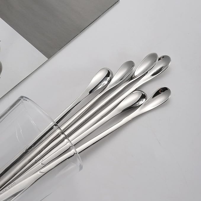 Stainless Steel Coffee Stirrers Spoons 6 Pieces Ice Tea Long Spoons Drink Stir Sticks Spoon for Bar Coffee Cocktail…
