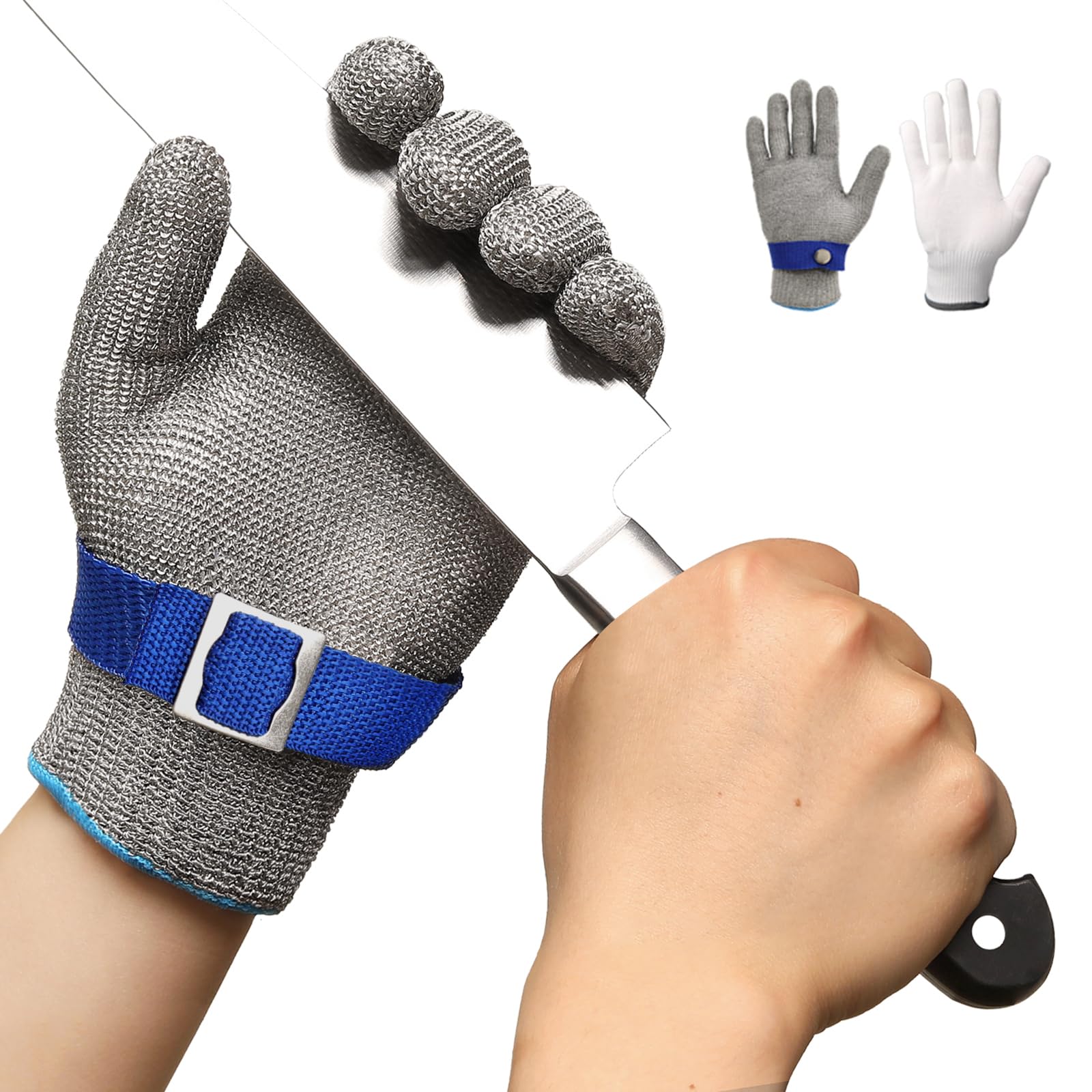 Schwer ANSI A9 Cut Resistant Glove, Food Grade Stainless Steel wire Mesh Metal Gloves, Knife Cutting Gloves for kitchen Mandoline Slicing Butcher Meat Cutting Oyster Shucking Fish Fillet（S, 1 PCS）