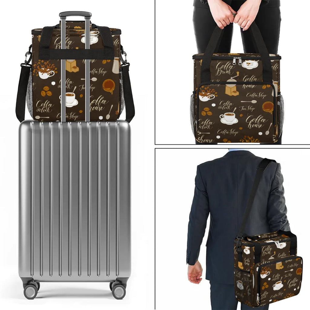 coffee sugar coffee beans Coffee Maker Carring Bag Travel Carrying Storage Tote Bag Compatible with Keurig K-Mini or K-Mini Plus Portable Single Serve Coffees Brewer Case with Pockets for K-cup Pods