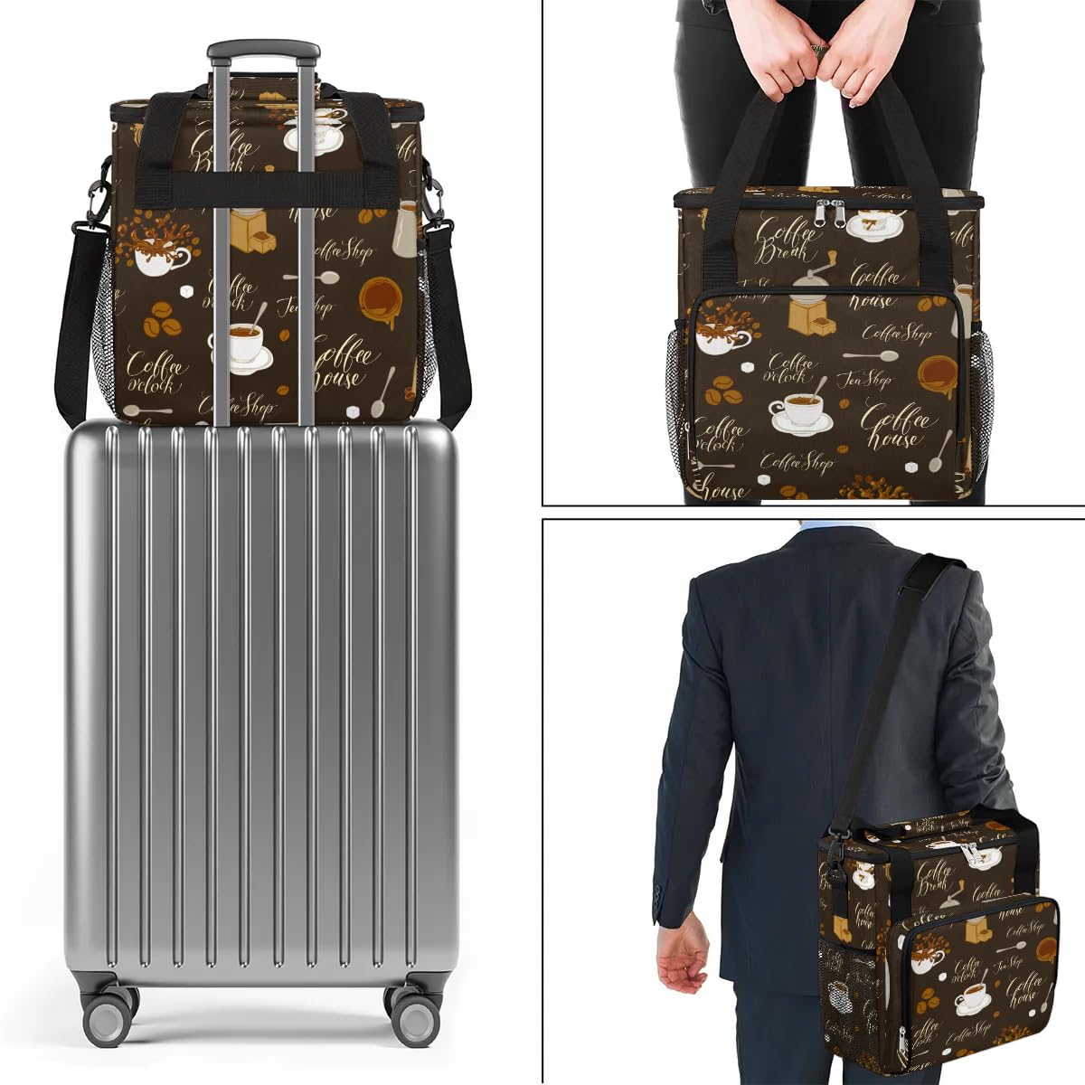 coffee sugar coffee beans Coffee Maker Carring Bag Travel Carrying Storage Tote Bag Compatible with Keurig K-Mini or K-Mini Plus Portable Single Serve Coffees Brewer Case with Pockets for K-cup Pods