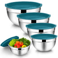 TeamFar Mixing Bowls Set of 5, Stainless Steel Metal Salad Bowls with Lids