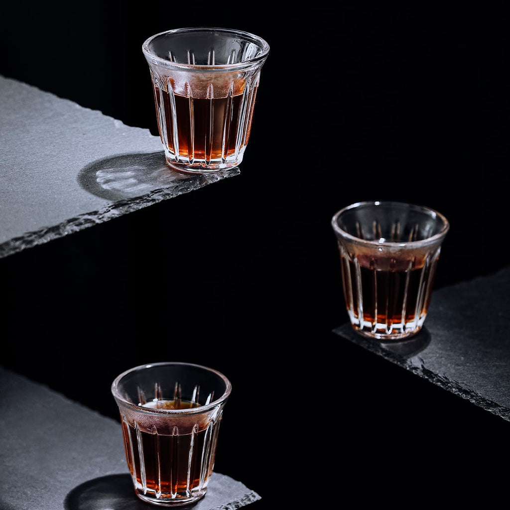 MHW-3BOMBER Shot Glasses Set of 6 Small Glass Cups 3OZ Latte Glasses for Espresso, Whiskey, Vodka, Spirits & Liquors G6190-OS