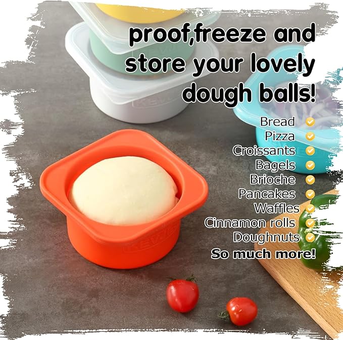 PLUS-Large 1000ml Pizza Dough Proofing Boxes for DIY Artisan Pizza, Food Grade Silicone Stackable Containers with Lids, Sturdy Reinforced Steel. Freezer, Fridge, Dishwasher Safe (3Green Plus)