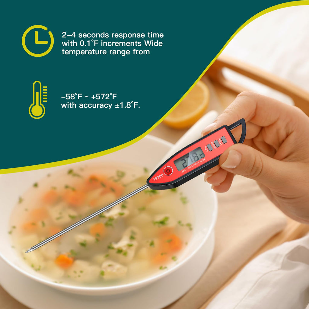 Copkim 10 Set Waterproof Food Thermometer for Water, Liquid, Candle and Cooking Digital Meat Thermometer with Long Probe Instant Read for Kitchen BBQ Grill Candy (Black)