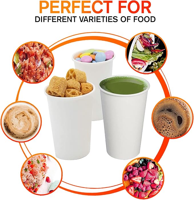 Smygoods White Disposable Paper Coffee Cups with Lids (20 OZ, 50 Count) For Hot Beverages, Tea, Espresso, Cocoa - To Go Drink Containers, Café & Office