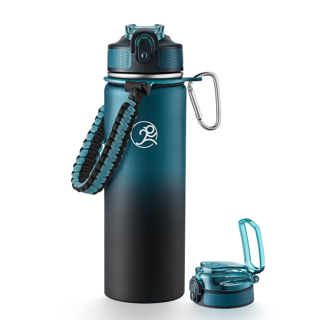 GOSWAG 24oz Insulated Stainless Steel Travel Water Bottle, 2 Lids