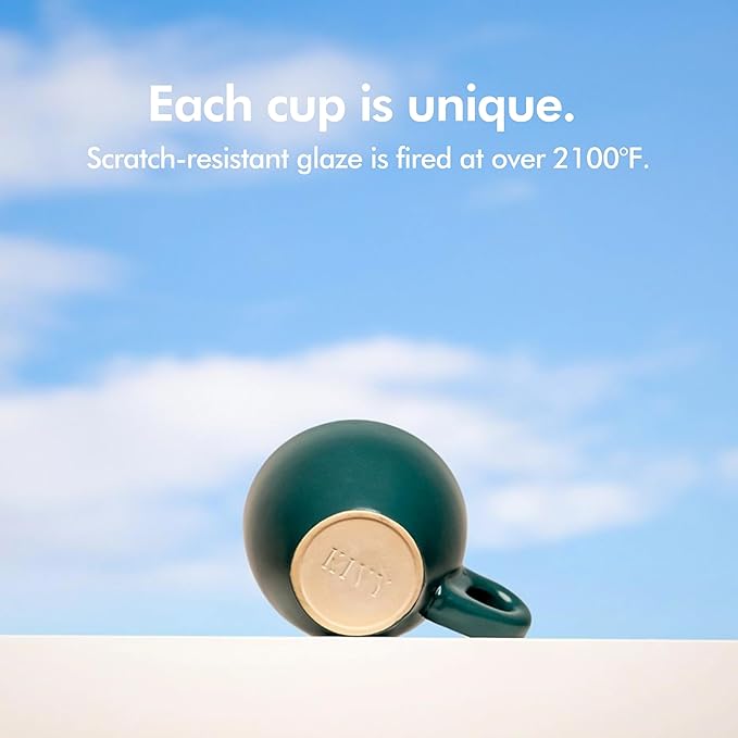 KIVY Espresso Cups Set of 4 [Set 4x 3oz]- Espresso Set Thick Walled Stoneware Espresso Cup Set - Italian Style Espresso Cups and Saucers - Coffee Mugs - Pastell Green, Blue