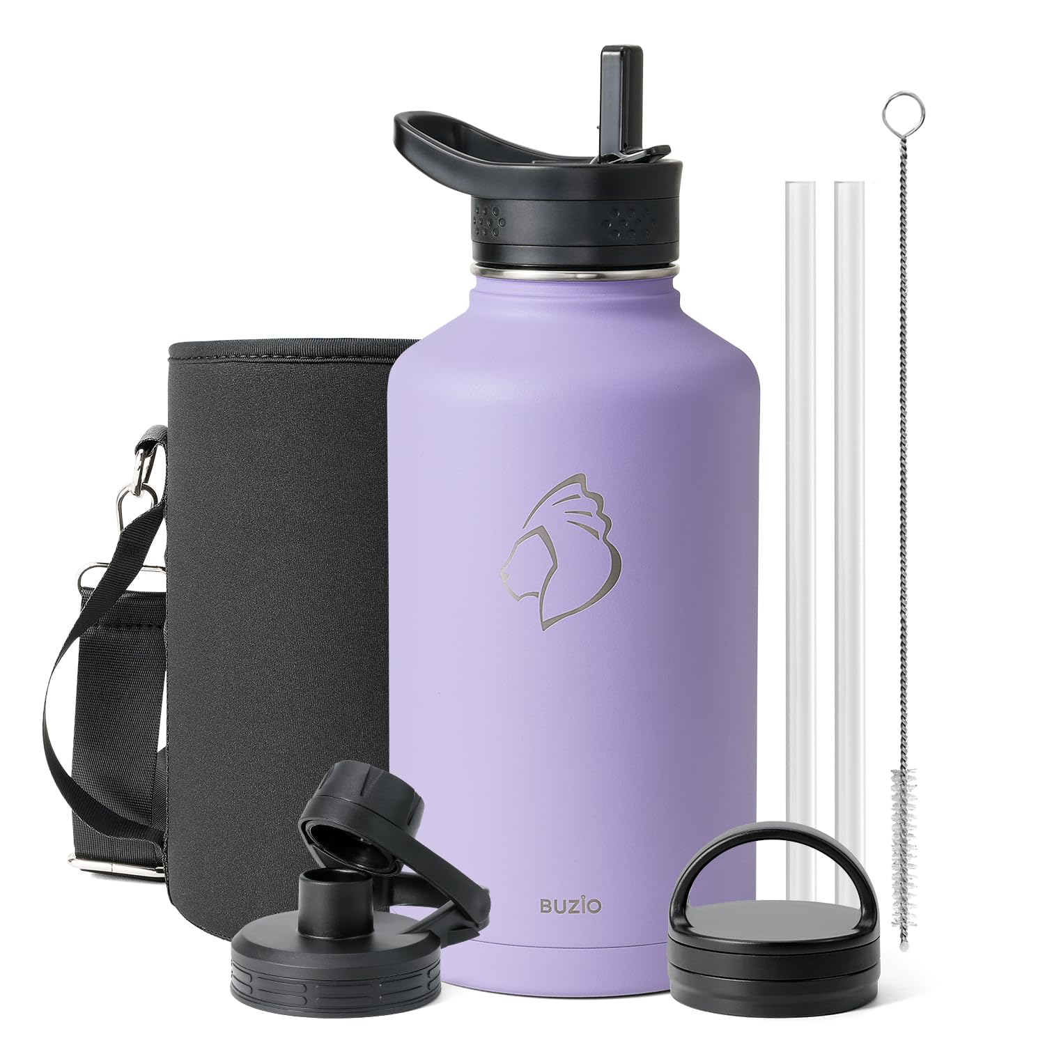 BUZIO Half Gallon Water Jug Insulated Stainless Steel (Cold for 48 Hrs)