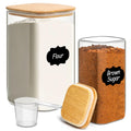 KTMAMA Glass Flour Containers with Bamboo Lids 1.6/4.6 Qt 2 Pack