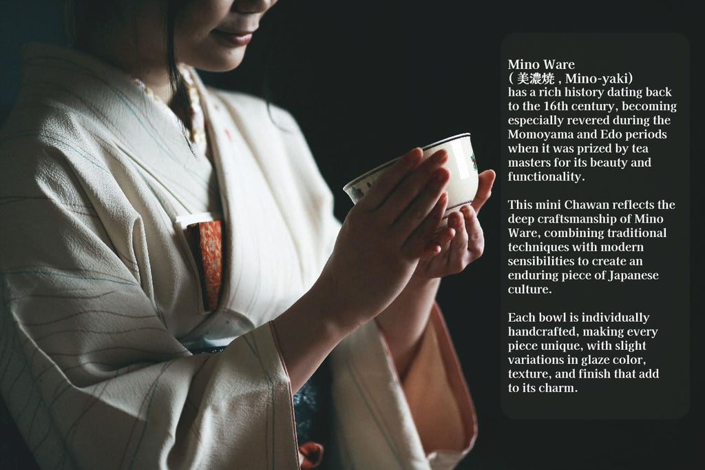 Waraku Fuuka Japanese Traditional Mino Ware Handcrafted Mini Matcha Chawan Tea Bowl Cup Set With Chasen Bamboo Tea Whisk Ceremony Tableware Pottery (Kohiki Sakura)