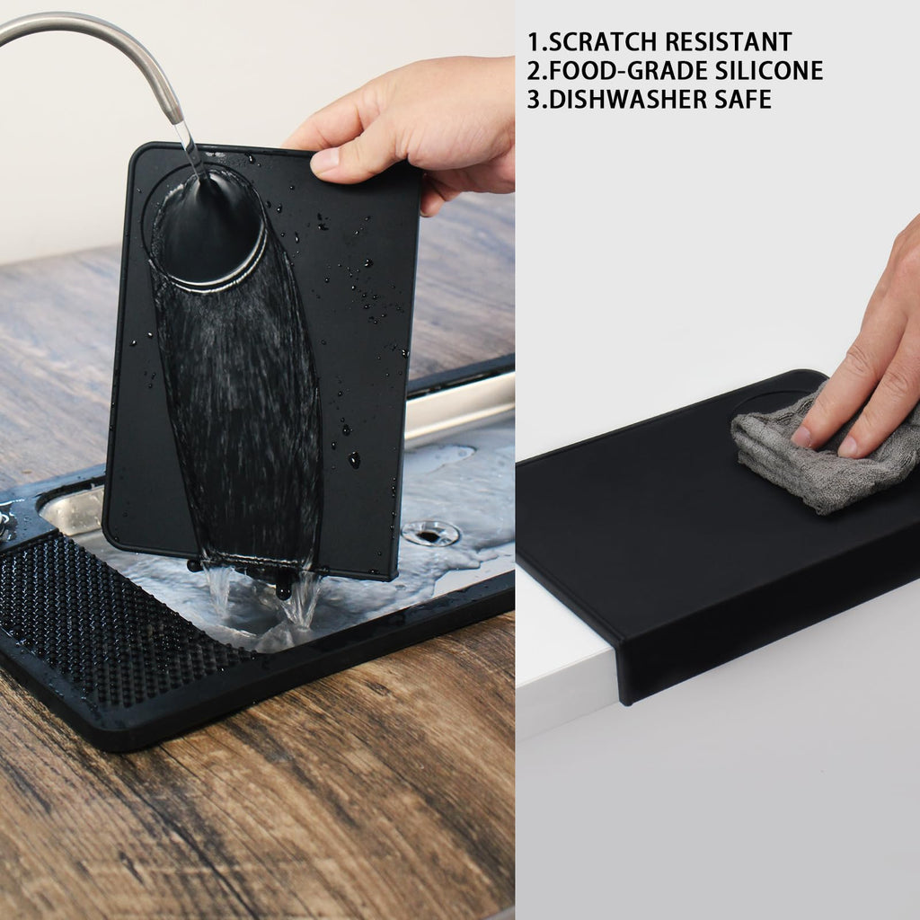 DIBTSA Espresso Tamping Mat, Silicone Coffee Tamper Mat with Corner Edge Tamp Support Station for Countertop, Barista Tools, Espresso Accessories, Black