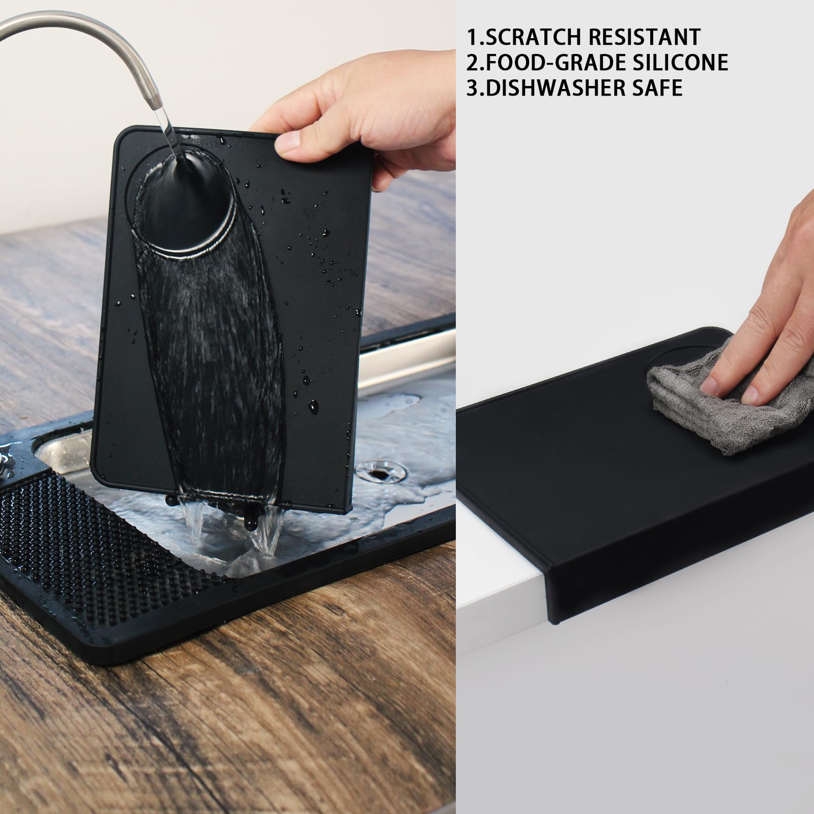 DIBTSA Espresso Tamping Mat, Silicone Coffee Tamper Mat with Corner Edge Tamp Support Station for Countertop, Barista Tools, Espresso Accessories, Black