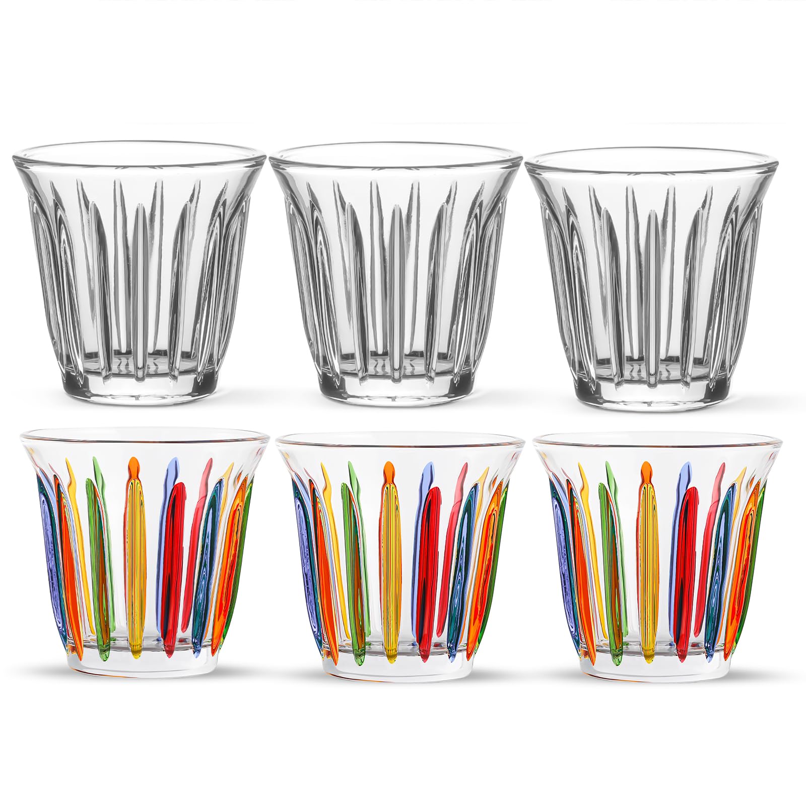 MHW-3BOMBER Espresso Coffee Glasses Set of 6 Drinking Glasses 8.1OZ Latte Glasses for Beverage, Water, Whiskey, Juice, Cocktail, Beer G6195-OS