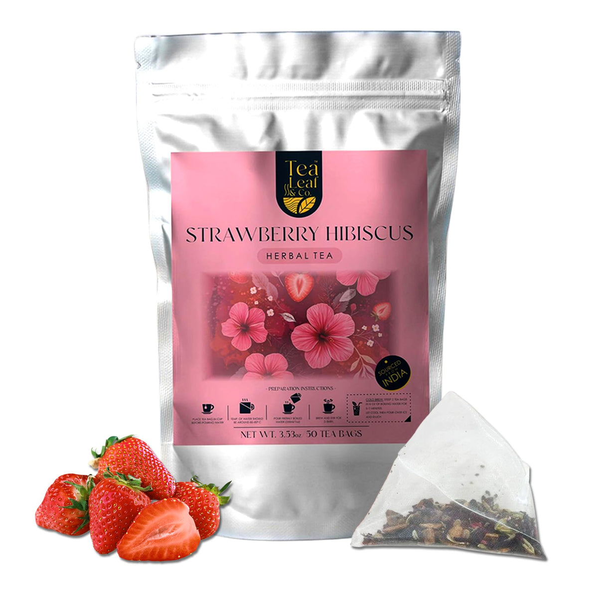 Sweet Hibiscus Cinnamon Green Tea (3.5oz), Natural Herbal Infusion, 50 Bags