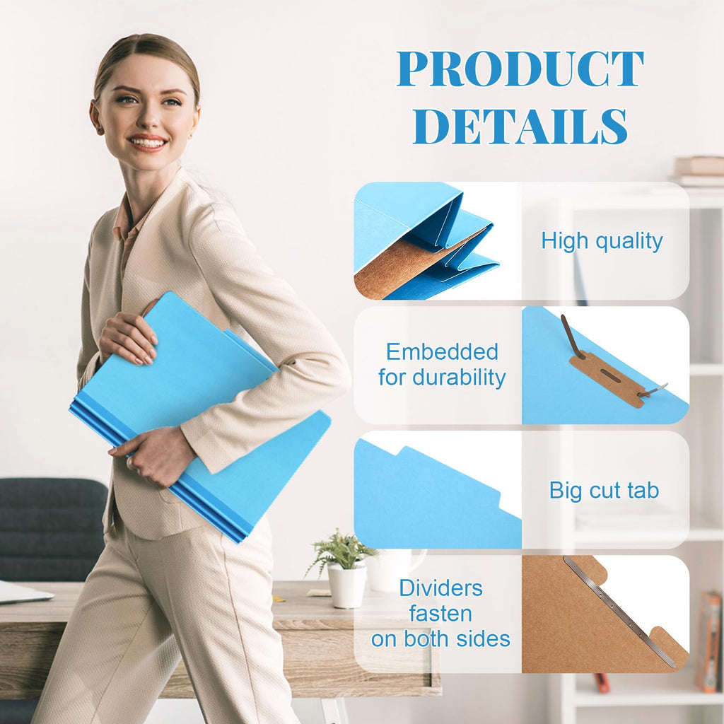 Skyygemm 24 Pcs Classification Folder Letter Size, 1 Divider,Blue