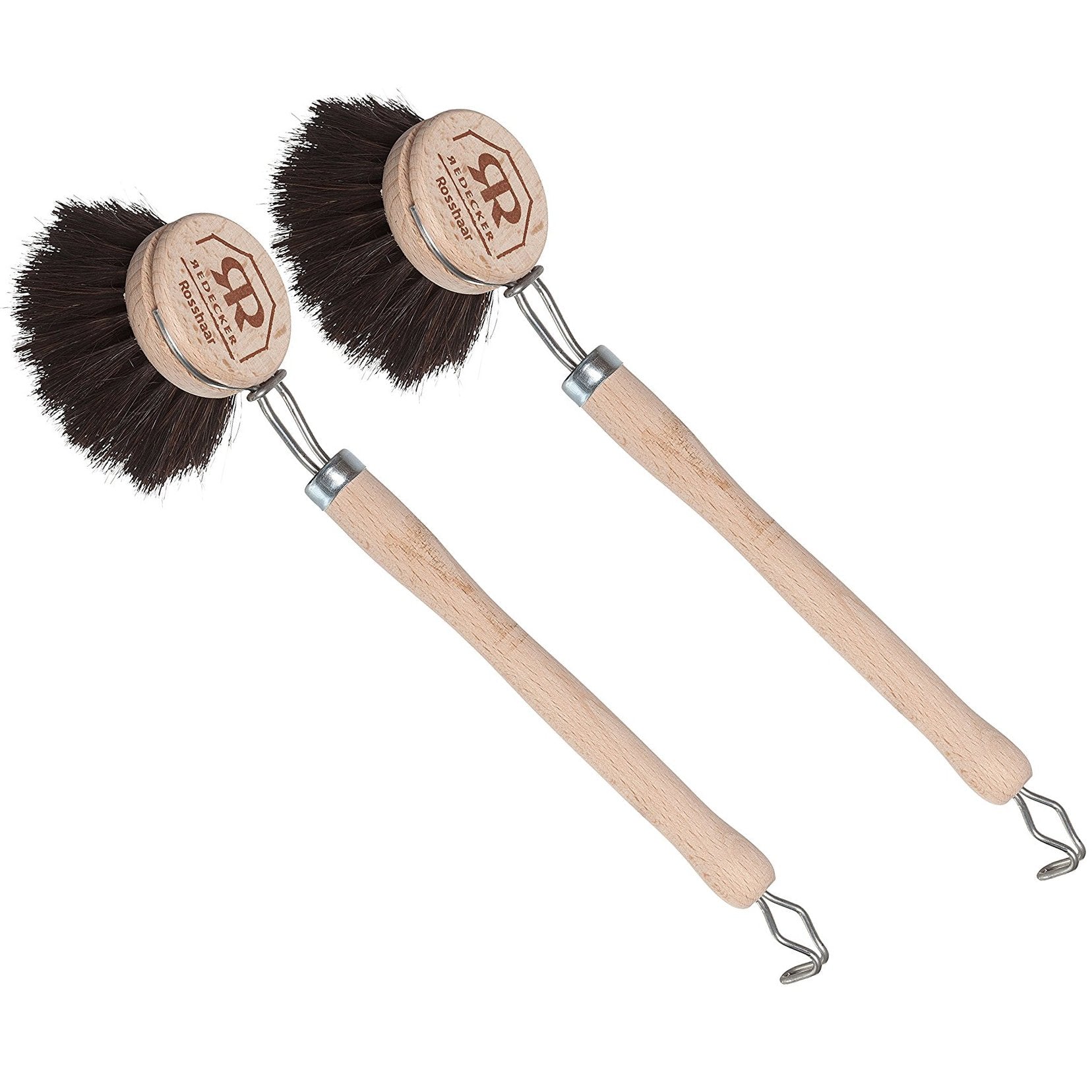 Redecker Dish Brush Set, Horsehair Bristles, 1-1/2 Inch Round, 2 Pack – Wooden Dish Brushes for Delicate Cleaning, Made in Germany