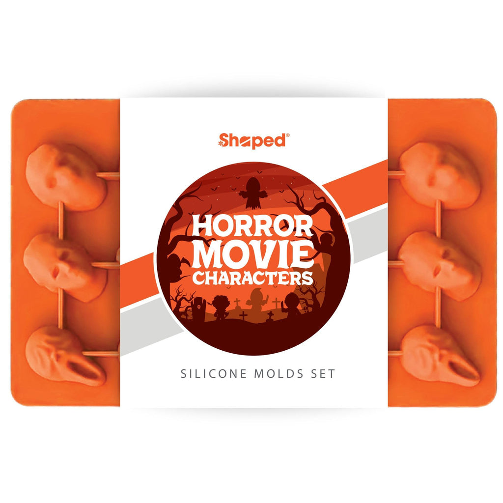ShapedIceMolds Horror Movie Character Molds – Slasher Character Silicone Molds for Chocolate, Candy, Resin, Crafts – 3D Scary Film Icons for Party Treats & DIY Decor (Orange)
