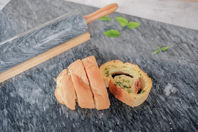 JEmarble Pastry Board 16x24 inch(Gray) with Non-Slip Rubber Feets for Stability Perfect for Keep the Dough Cool and Chocolate Tempering(Premium Quality)