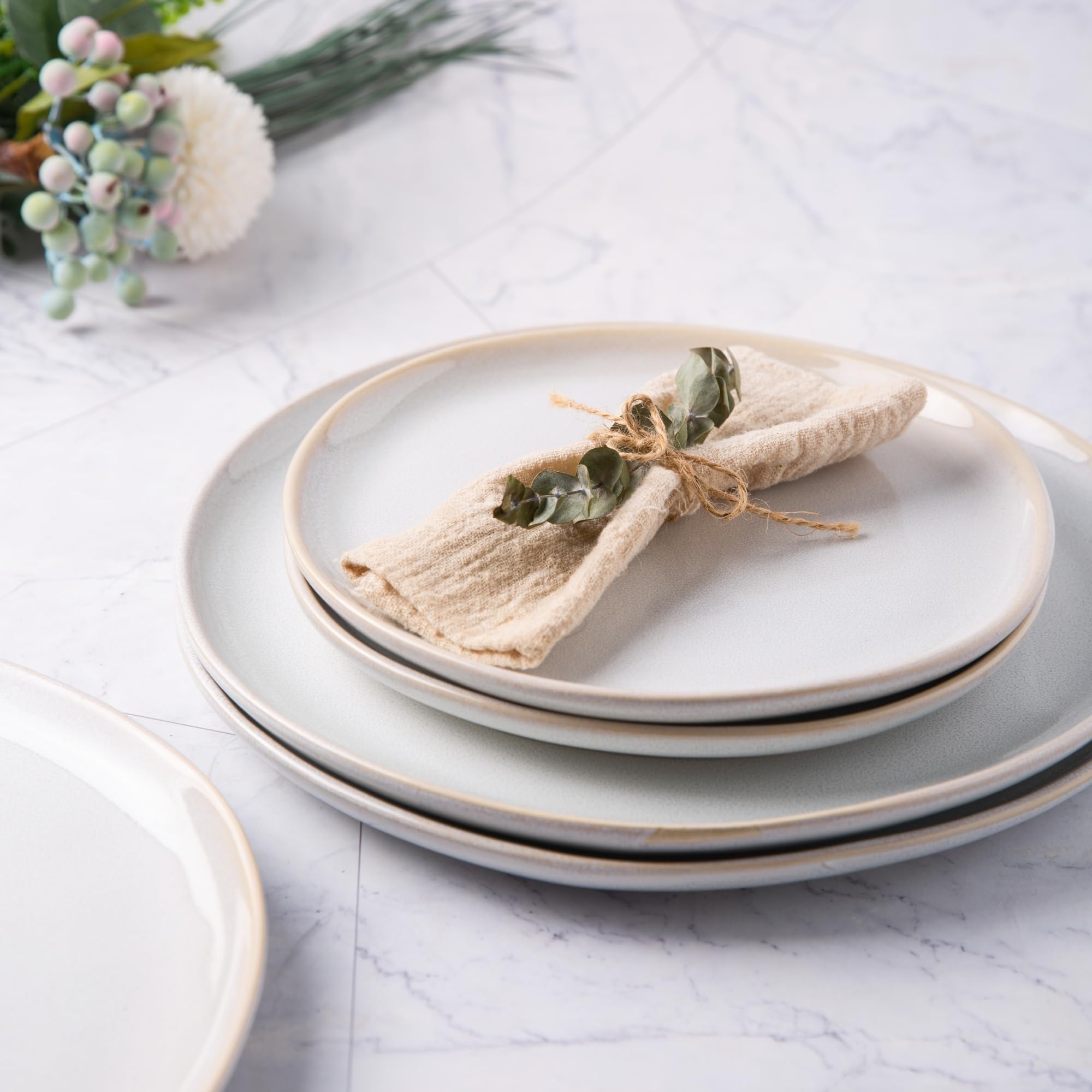 AmorArc Ceramic Dinner Plates Set of 6, 10.5 Inch Stoneware Plates Set