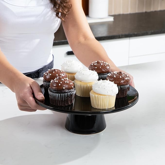 The Cake Stand -10" Ceramic Pedestal Cake Stand with Gloss Finish - Modern Display for Cakes, Cupcakes, Cookies & More - Perfect for Weddings, Birthdays & Baby Showers (Periwinkle)