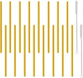 Short Cocktail Straws, Metal Stainless Steel Reusable Straw Small Mini 6 Inch for Cocktails Party Accessories Glasses Mason Jar Tumbler Coffee Juice Tea Mojito with Brush, Gold 16PCS