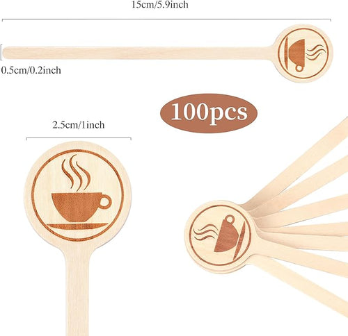 100Pcs Coffee Stirrers, 5.9 Inch Wooden Stir Sticks with Round Ends