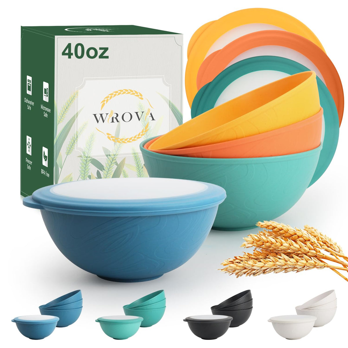 Wrova Mini Wheat Straw Bowls Set of 6, Unbreakable Snack Bowls for Kids