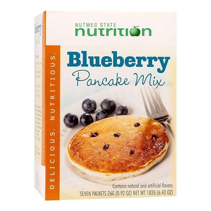 Nutmeg State Nutrition HealthyWise - High Protein Pancake Mix, 15g Protein, Low Carb, Low Calorie, Low Sugar, Healthy Breakfast Meal, KETO Friendly, 7 Servings Per Box (Blueberry, 1 Pack)