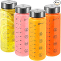 4 Pack Juice Bottles with Caps - Wide Mouth Resuable Clear Plastic Water Bottles for Juicing,Smoothie,Protein, Beverage,Storage Containers,BPA Free,Leakproof Stainless Steel Lid(16 Ounces)