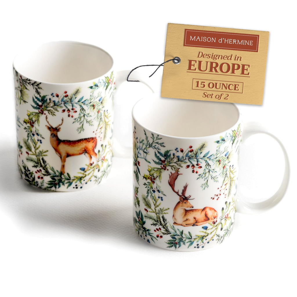 Maison d' Hermine Coffee Mug with Handles Tea Cups (15 Ounce, Pack of 2)